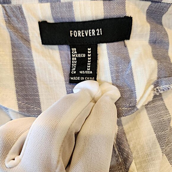 Blue and White Striped Blazer by Forever 21. 100% Cotton. Size M - Picture 3 of 7